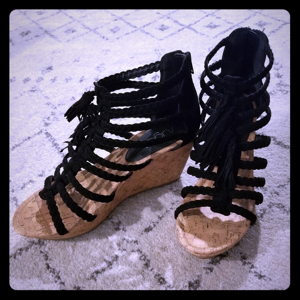 Black Wedge Heels